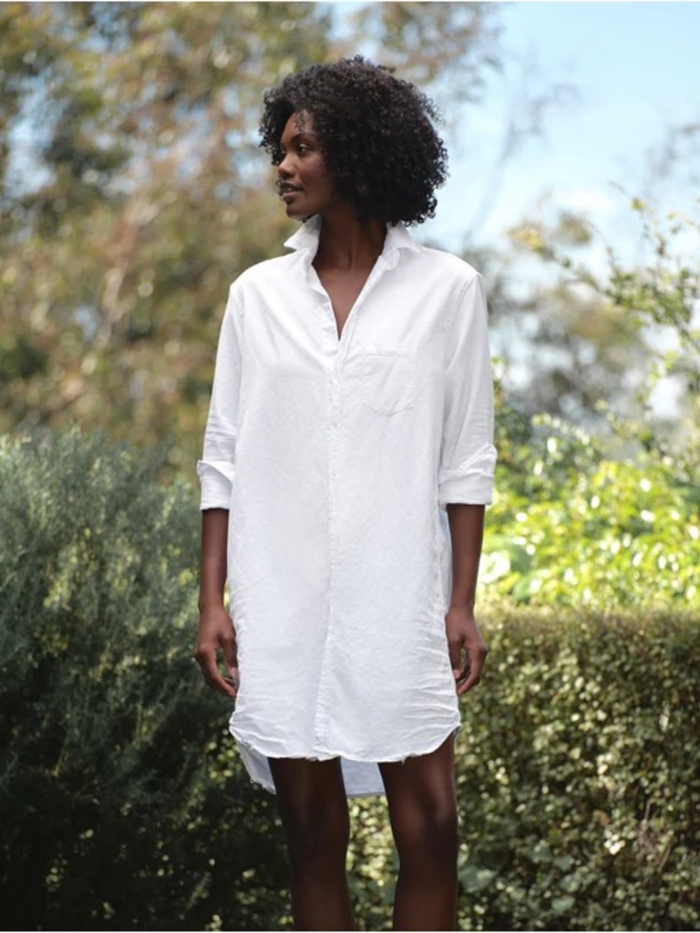 Frank & Eileen white Mary  Classic long sleeve Shirtdress, medium.